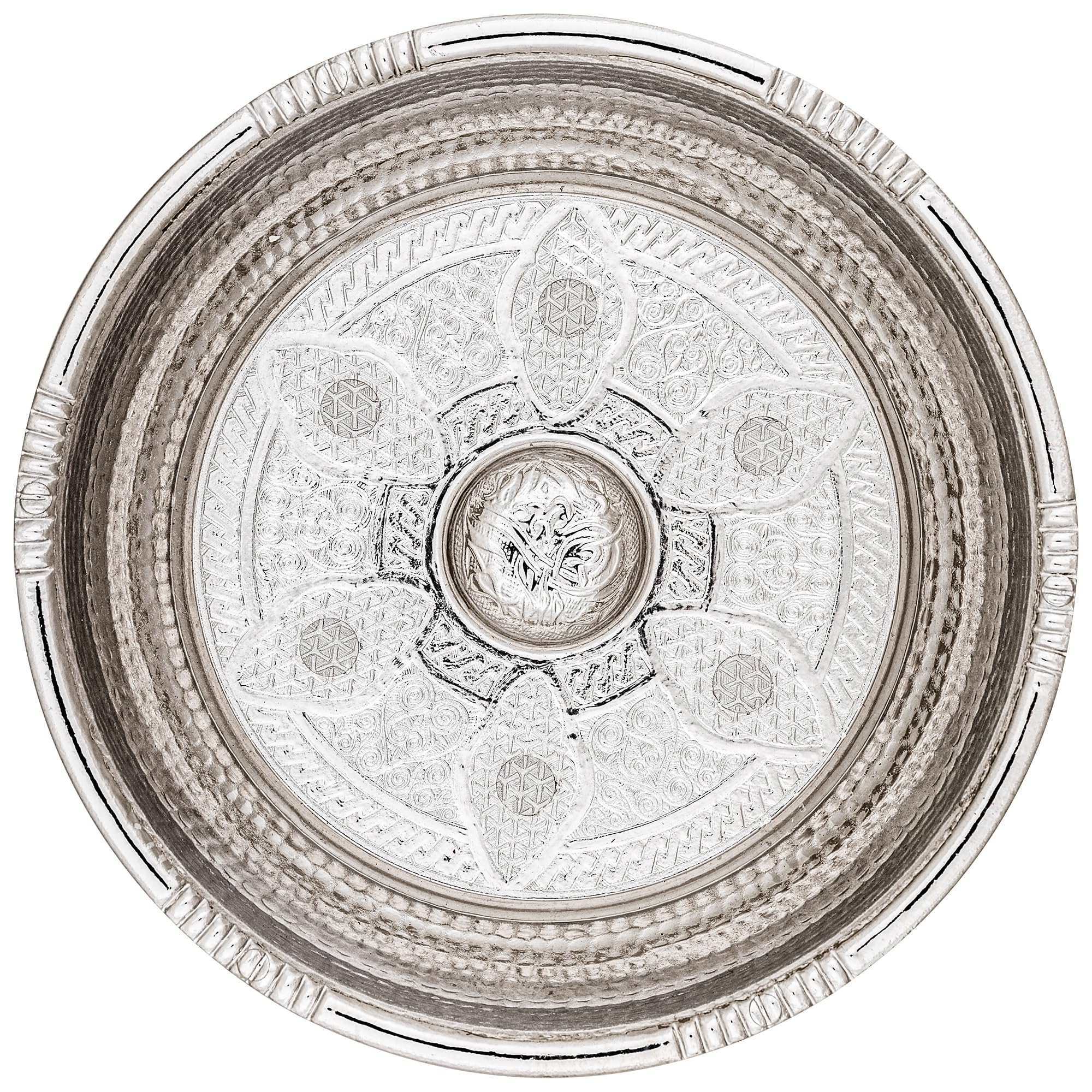 Alisveristime Traditional Turkish Bath Hammam Bowl With Authentic Motifs (440Gr (15.50 Oz) Made Of Zinc (7.87-Inch Diameter) (Si
