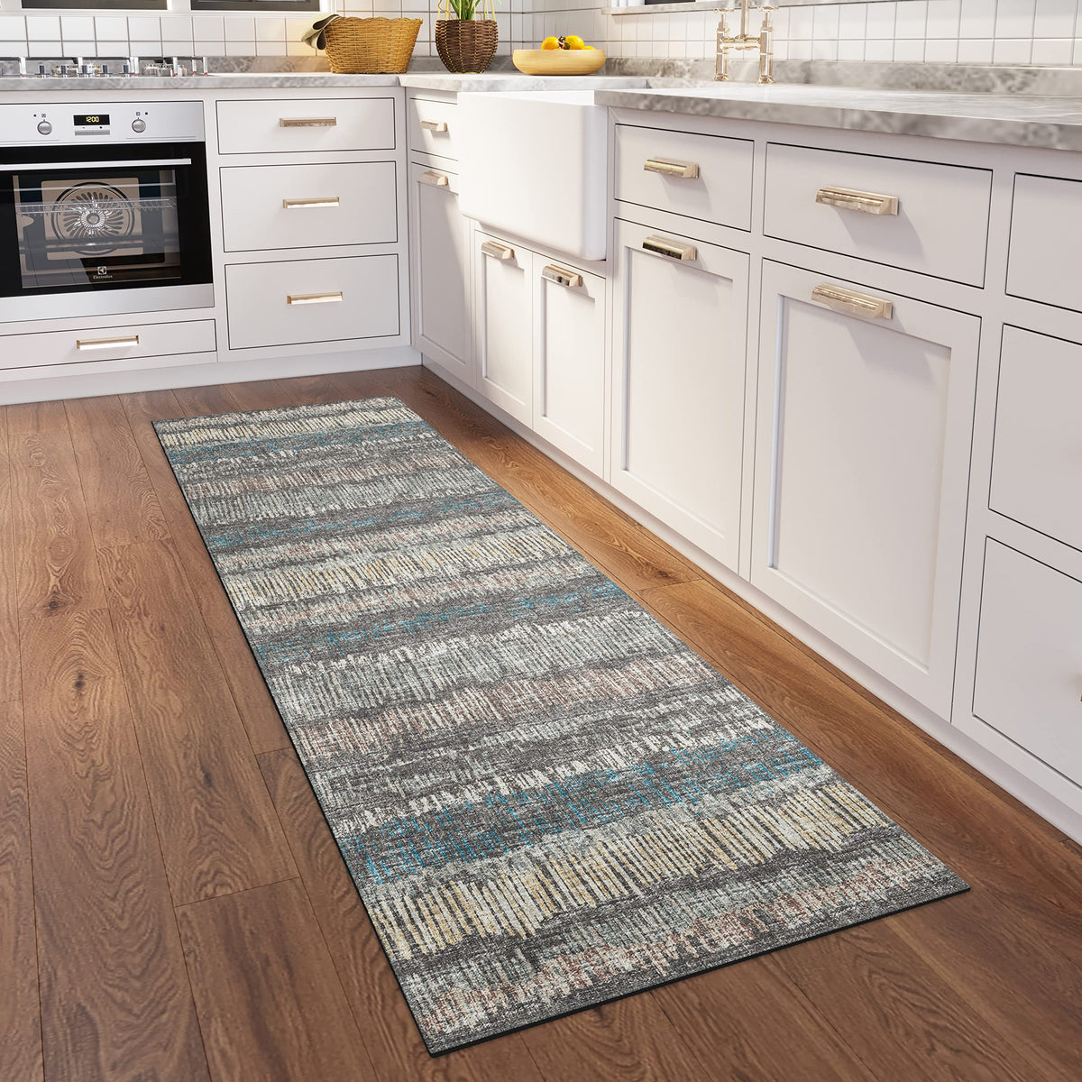 Addison Rugs Rylee Ary34 Grey Washable 2'3&quot; X 7'6&quot; Indoor Outdoor Runner Rug, Easy Clean, Machine Washable, Non Shedding, Bedroom, Entry, Living Room, Dining Room, Kitchen, Patio Rug