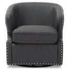 Baxton Studio Finley Mid Century Modern Fabric Upholstered Swivel Armchair, Grey