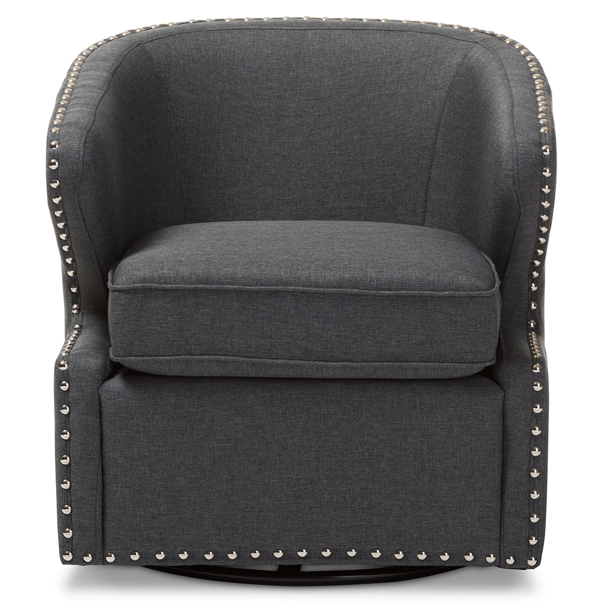 Baxton Studio Finley Mid Century Modern Fabric Upholstered Swivel Armchair, Grey