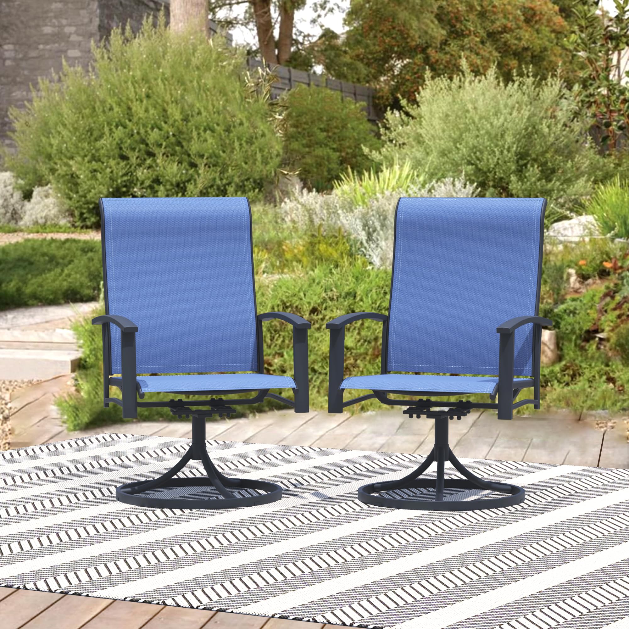 Stabrech Patio Swivel Chairs Set Of 2, Swivel Outdoor Chairs With Armrest, Patio Chair With High Back, Outdoor Dining For Porch