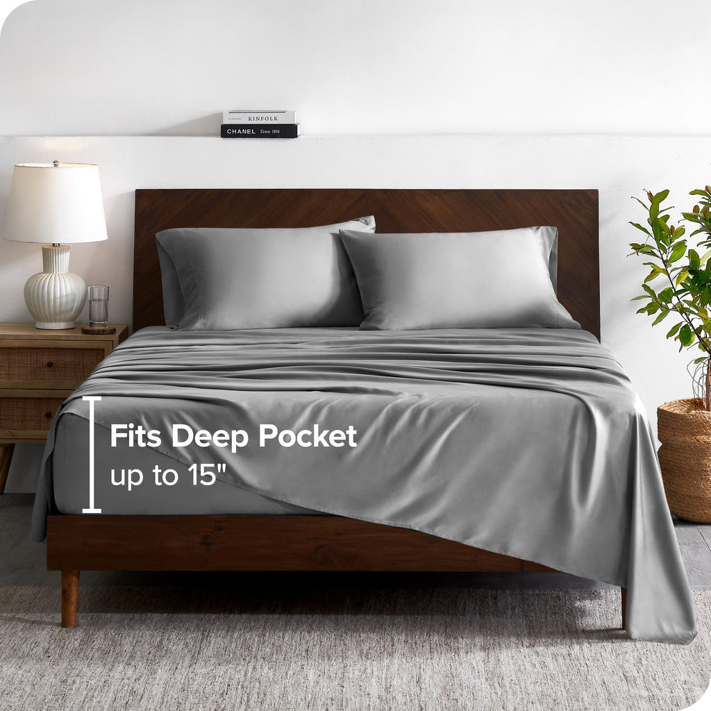 Bare Home 100% Rayon Made From Bamboo Luxury King Sheet Set - 4 Piece Bedding Set - Deep Pockets - Cooling Sheets - Breathable -