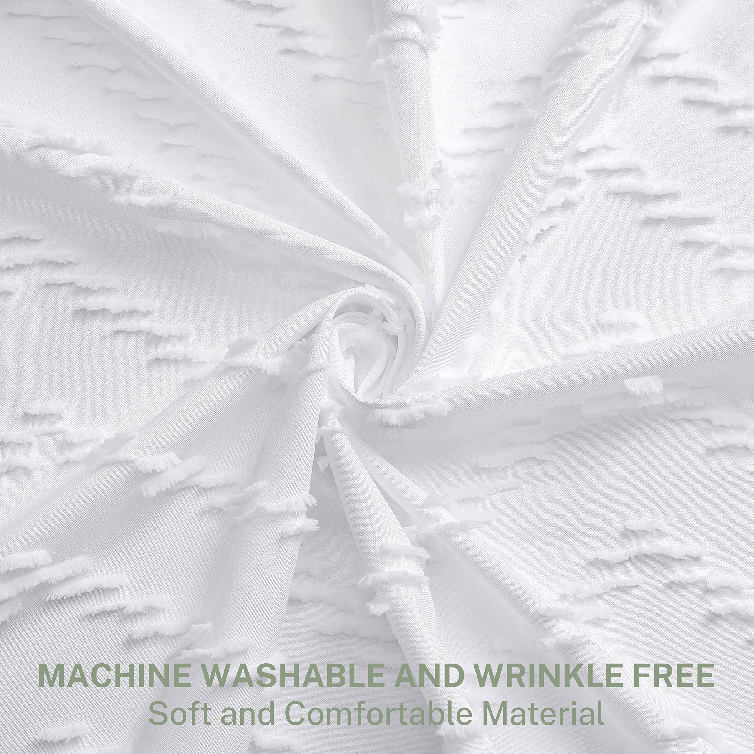 Stall Boho Shower Curtain White Tassel Woven Fabric Shower Curtain 42 X 72 Modern Farmhouse Textured Tufted Chevron Striped Mini