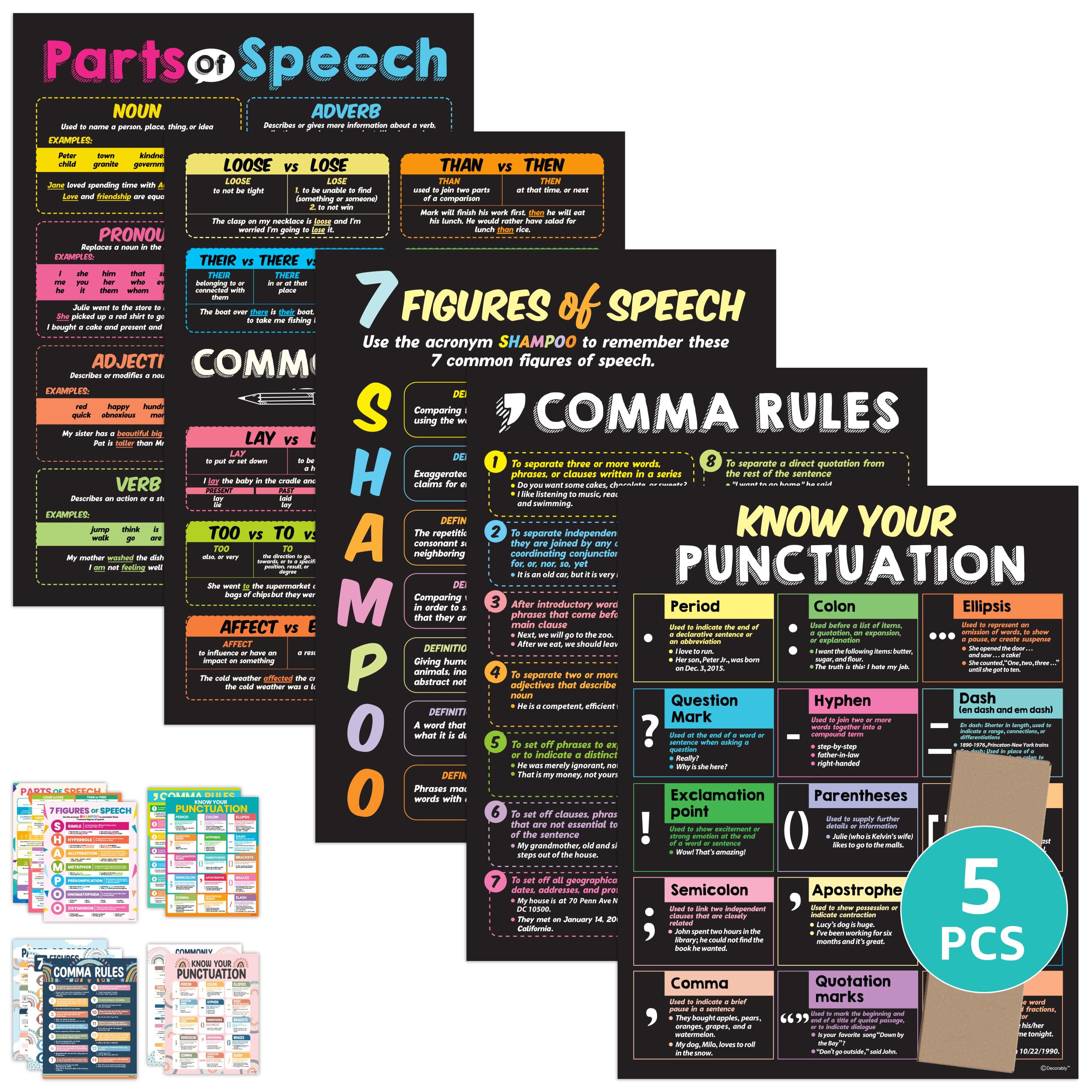 5 English Classroom Posters High School - 17X22In Ela Posters For Middle School, English Posters For High School Classroom, Ela