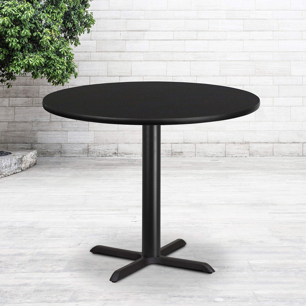 Flash Furniture 42'' Round Black Laminate Table Top with 33'' x 33'' Table Height Base