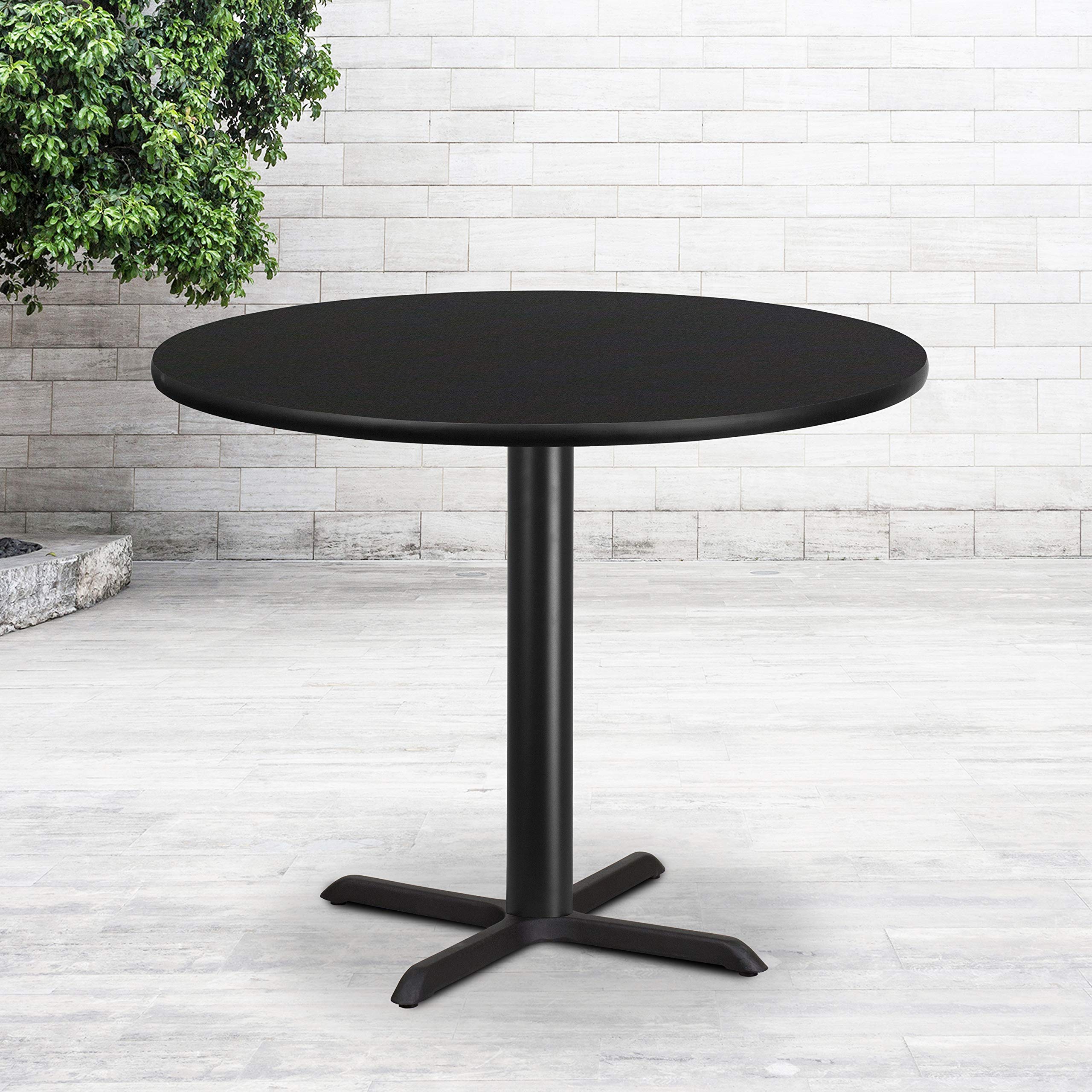 Flash Furniture 42'' Round Walnut Laminate Table Top with 33'' x 33'' Table Height Base