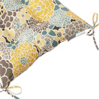 Pillow Perfect Bright Floral Indoor/Outdoor Chair Seat Cushion With Ties, Tufted, Weather, And Fade Resistant, 18.5' X 19', Bl