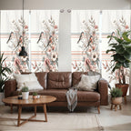 Ambesonne Birds And Nature Window Curtains Pack Of 2, Autumnal Composition Of Muted Leafy Floral With Sparrowbird, Lightweight S