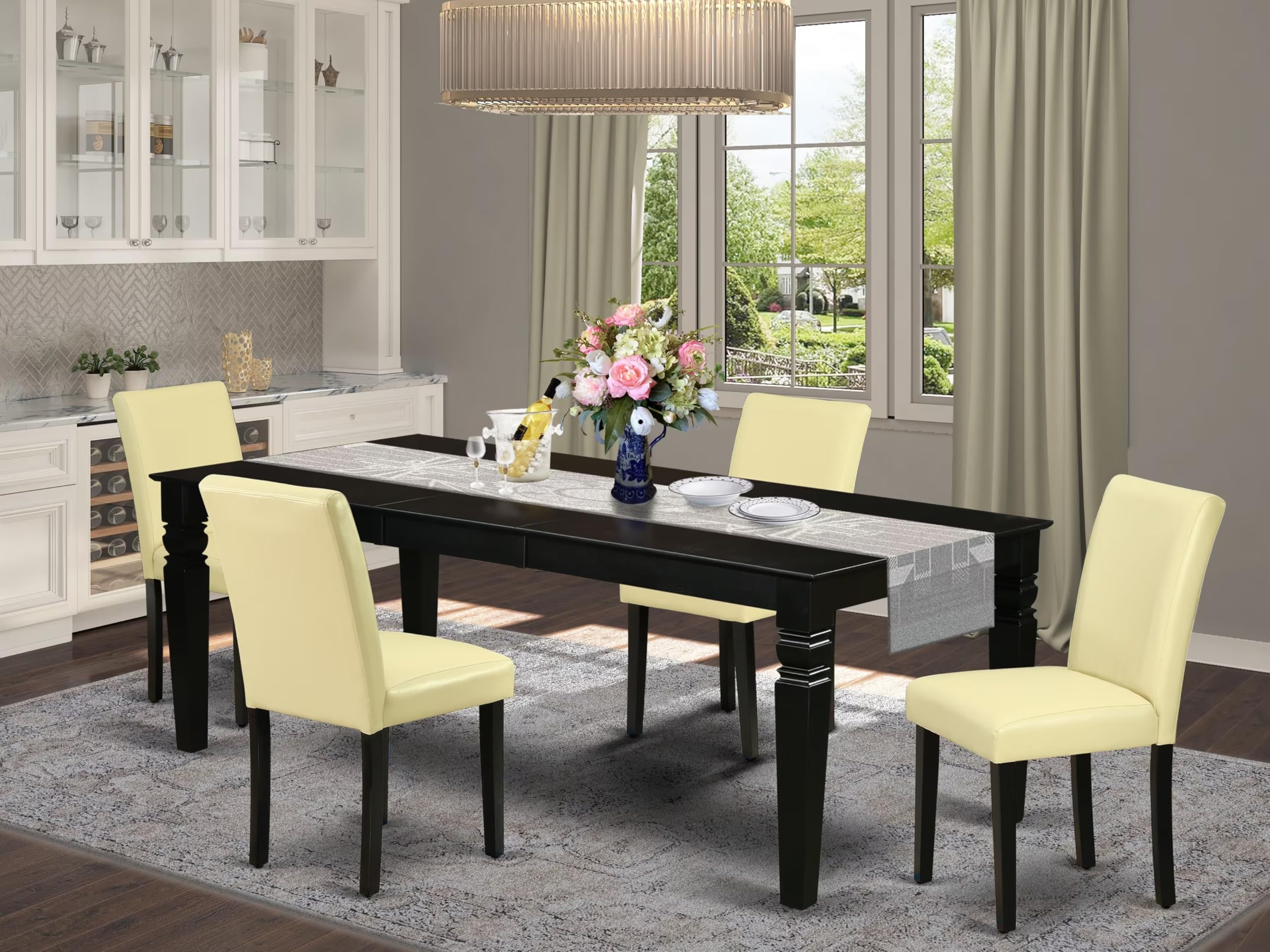 East West Furniture Lgab5-Blk-73 5 Piece Dining Set - Thumbnail 2