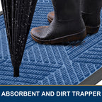 Smiry Front Door Mat Outside Entrance, Heavy Duty Natural Rubber Mat, Sturdy Trap Dirt And Moisture Indoor Outdoor Door Mat, Easy Clean Low Profile Doormat Outdoor Entrance, 36X24 Inch, Blue
