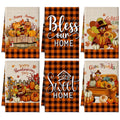 Preboun 6 Pack Fall Kitchen Towels Autumn Hand Towels Thanksgiving Bathroom Dish Cloths Buffalo Plaid Bowknot Sunflower Pumpkin 