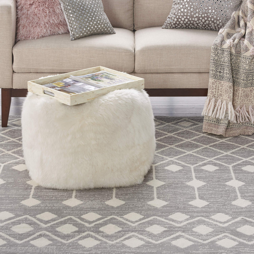 Nourison Grafix Moroccan Grey 7'10' X 9'10' Area Rug, Easy Cleaning, Non Shedding, Bed Room, Living Room, Dining Room, Kitchen