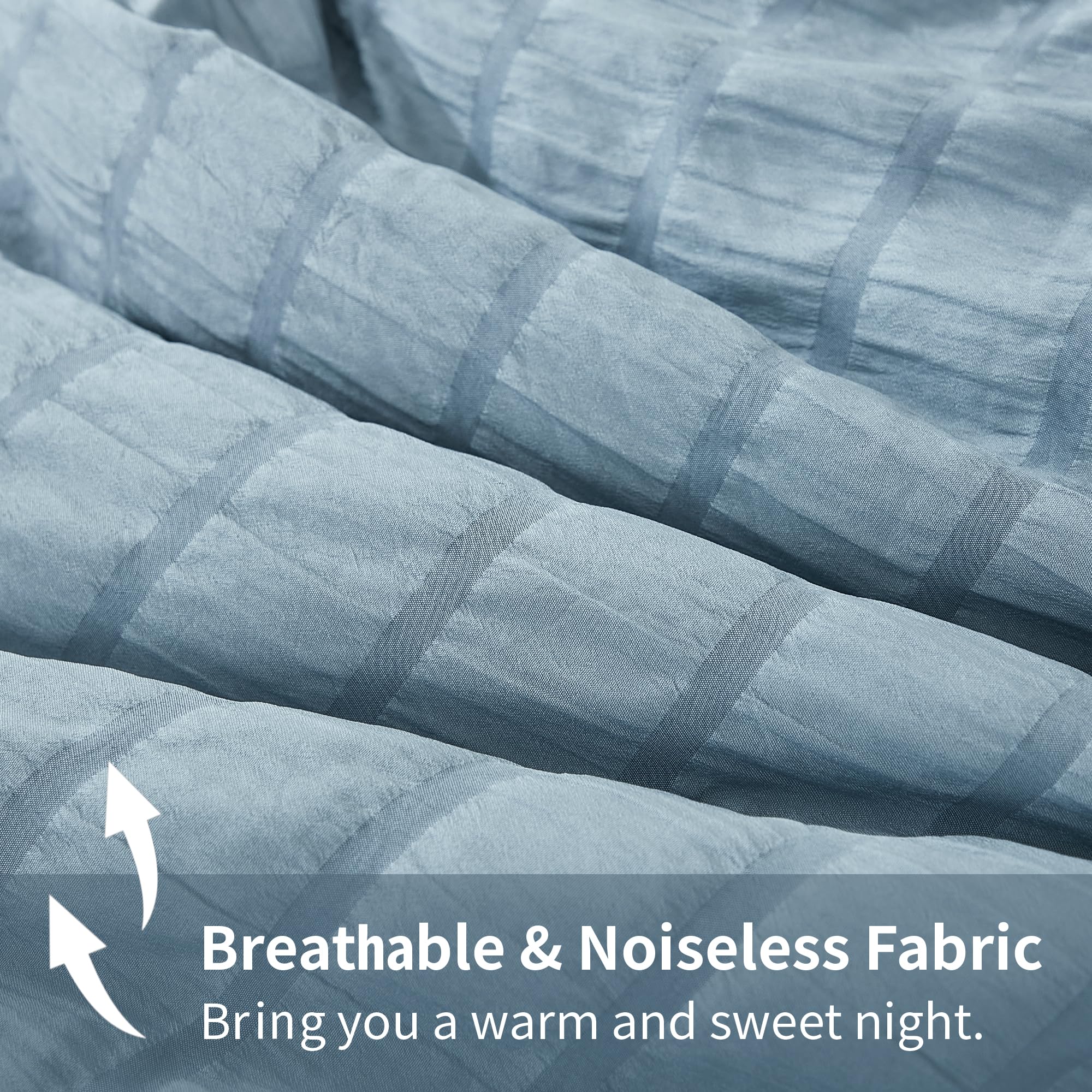 Avelom Seersucker Comforter Set - Full Size - Grayish Blue - 80X90 Inches - 3 Pieces - Unisex