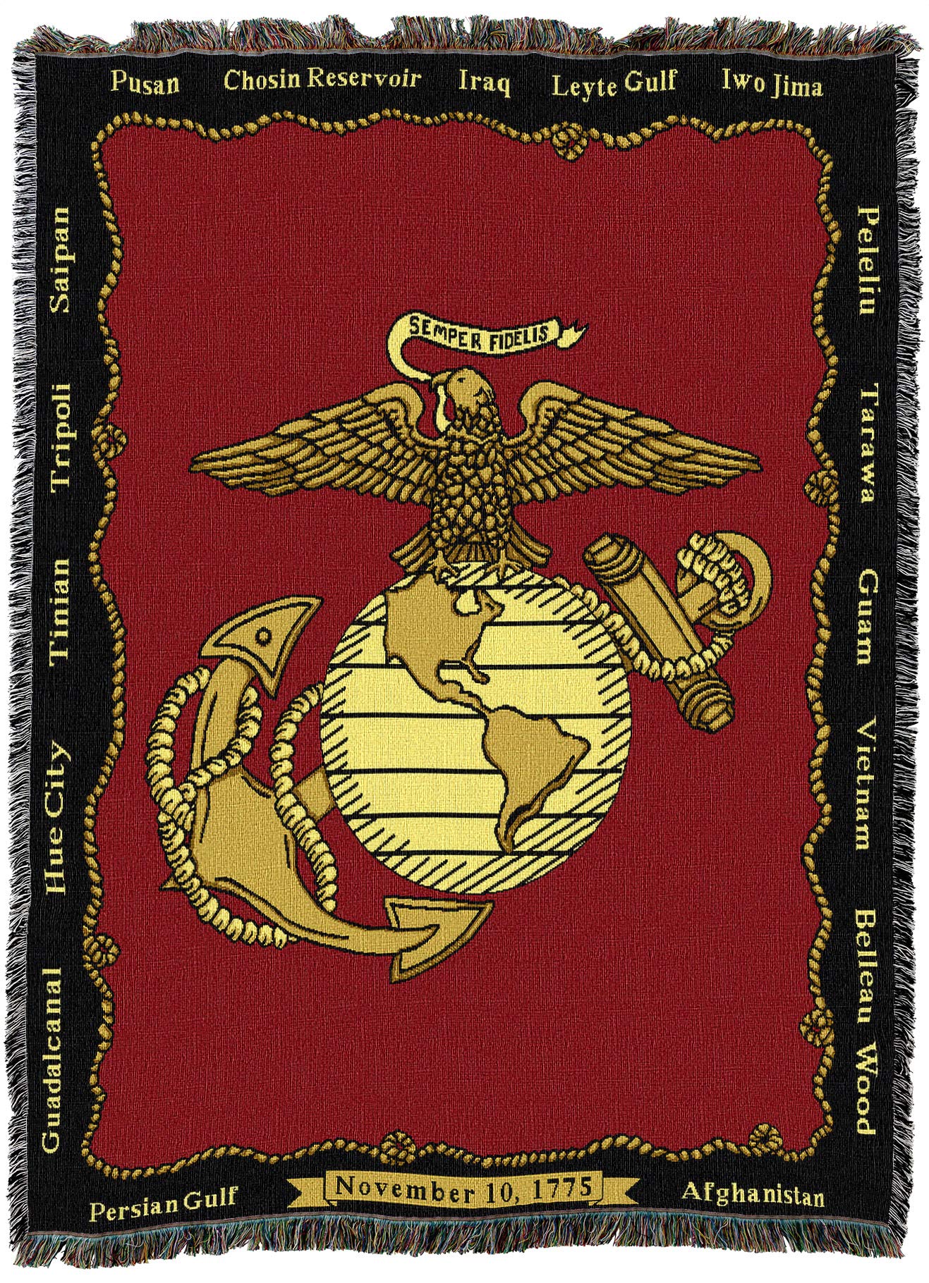 Pure Country Weavers Us Marine Corps - Emblem Blanket Xl - Gift Military Tapestry Throw Woven From Cotton - Made In The Usa (82X
