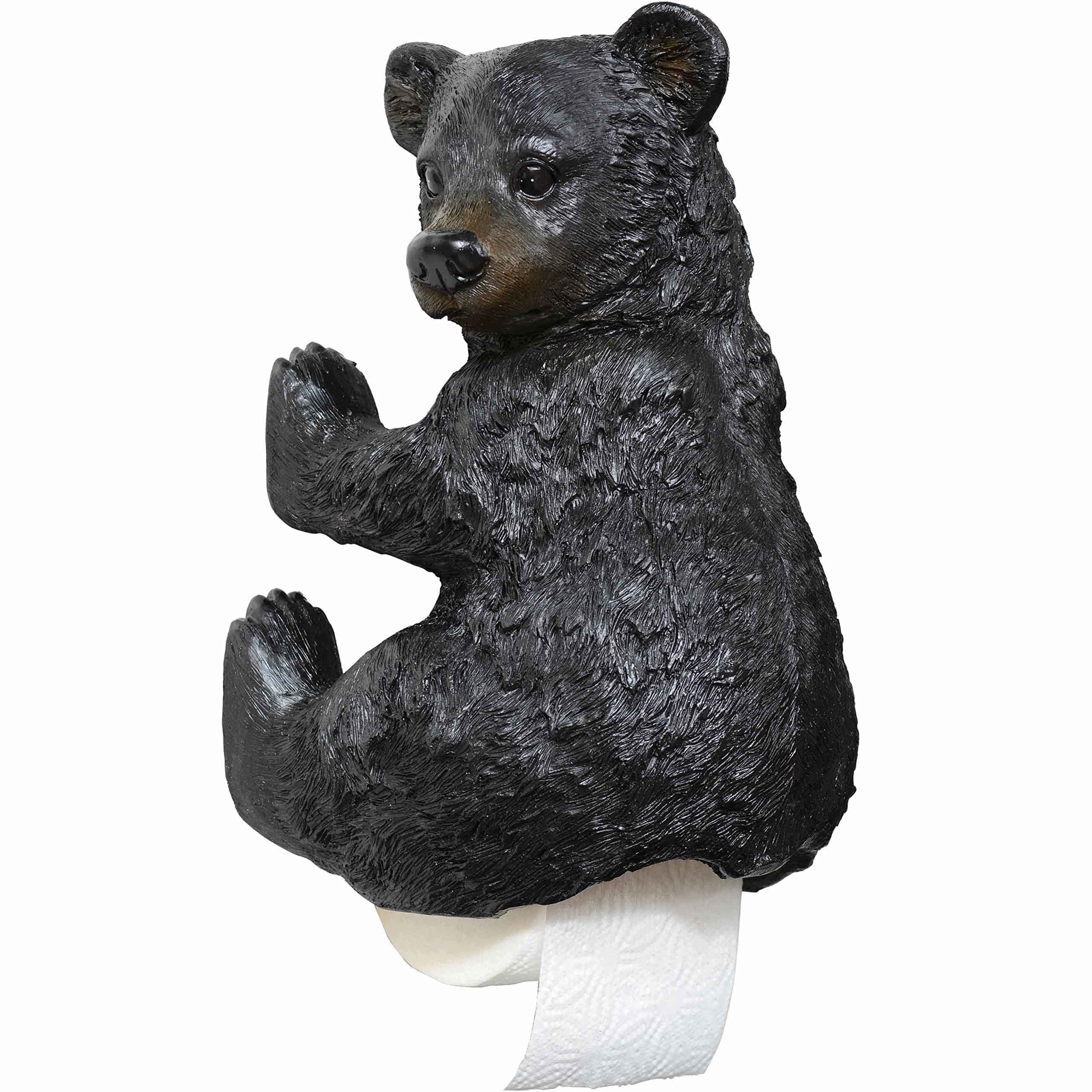 Black Forest D  Cor - Bear Cub Toilet Paper Holder For Home, Cabin, Lodge, Bathroom - Vintage Rustic Wall D  Cor - Wood Resin