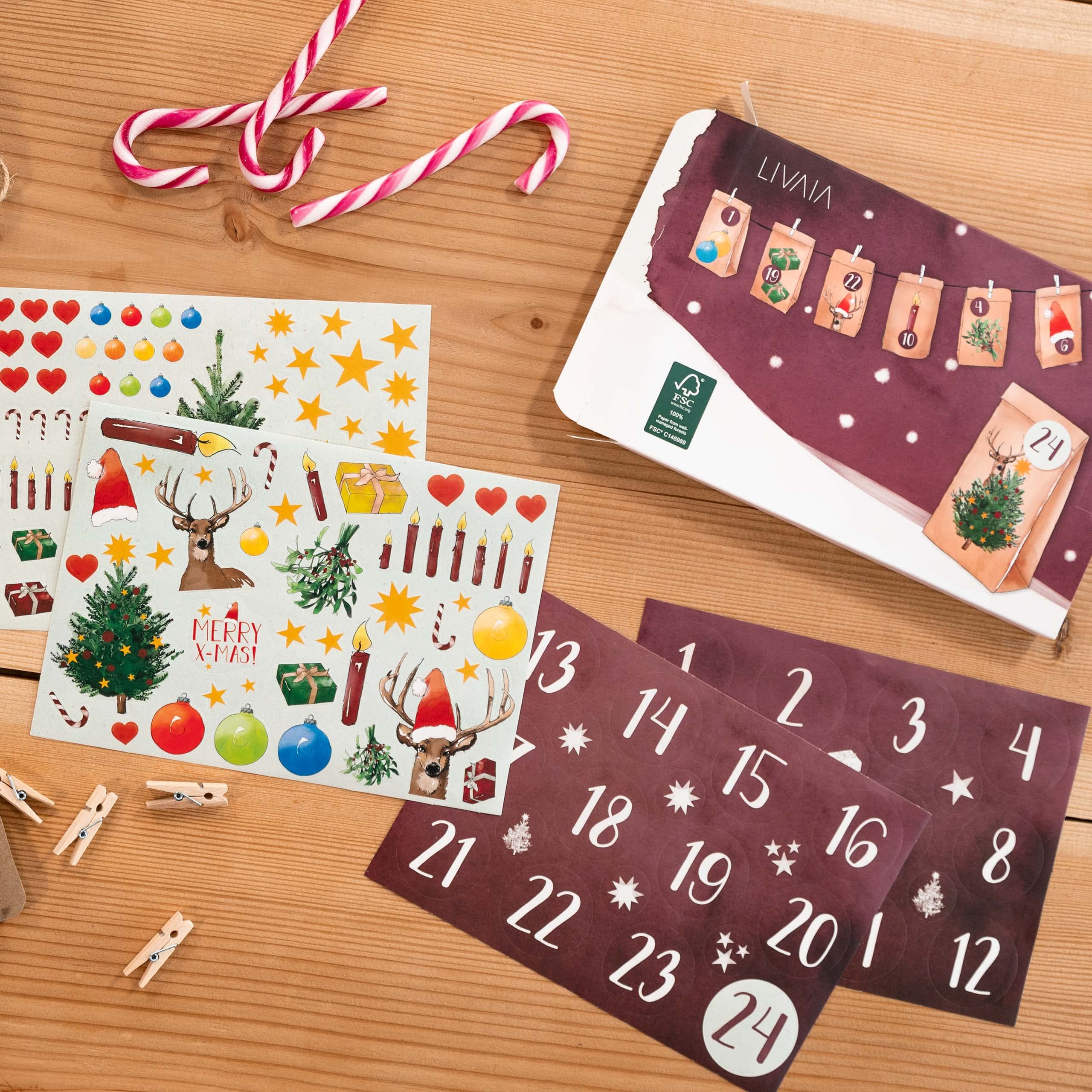 Diy Advent Calendar Kit: Beautiful Craft Advent Calendar 2022 With 24 Paper Bags And Sticker Paper With Designs - Empty Advent C