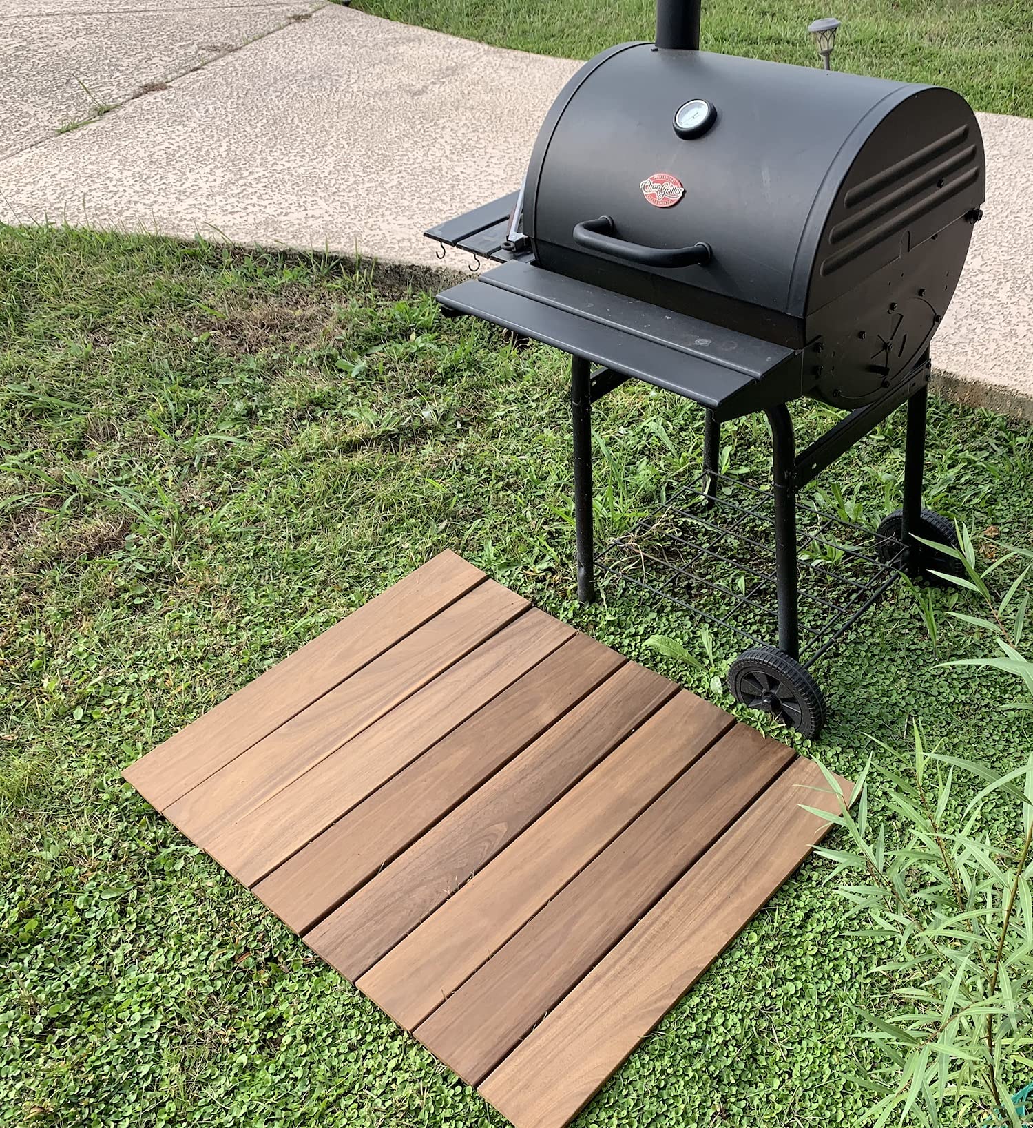 Rustic Dark Brown Roll Out Indoor Outdoor Wood Floor Mat