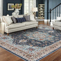 Washable Oriental Area Rug - 8x10 Rugs for Living Room Soft Carpet for Bedroom Waterproof Floral Distressed Indoor Stain Resista