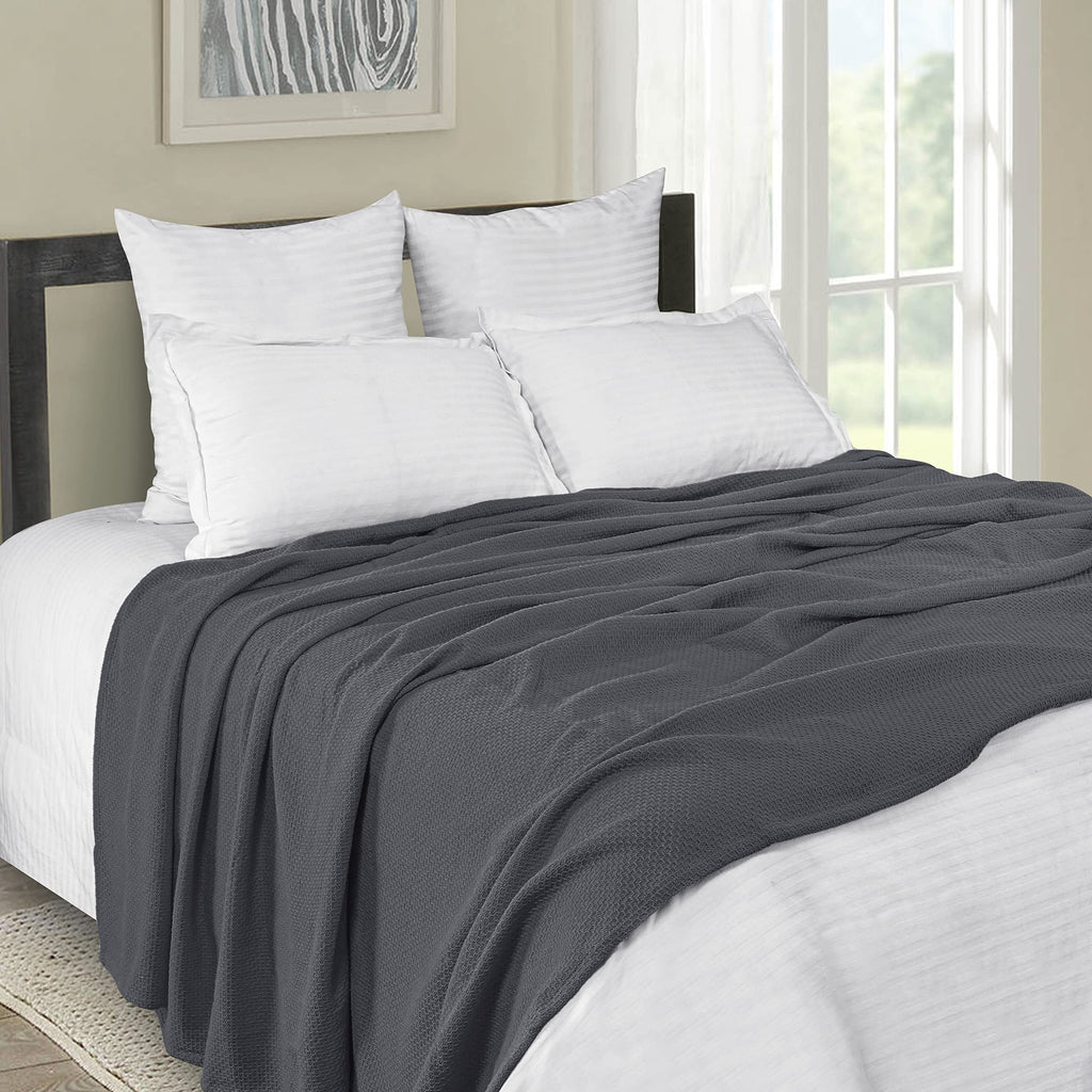 Boutiquo 100% Cotton Bed Blanket, Breathable Thermal Blanket Twin Size, Soft Honeycomb Waffle Blanket 60''X90'', Cotton Bed Blan