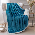Pavilia Turquoise Sherpa Fleece Throw Blanket For Couch, Soft Thick Bed Blanket For Sofa, Cozy Warm Throw Blanket All Season, Fu