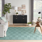 Nourison Versatile Indoor/Outdoor Aqua/Teal 7' X 10' Area Rug, Easy Cleaning, Non Shedding, Bed Room, Living Room, Dining Room, Deck, Backyard, Patio, High Traffic Area (7X10)