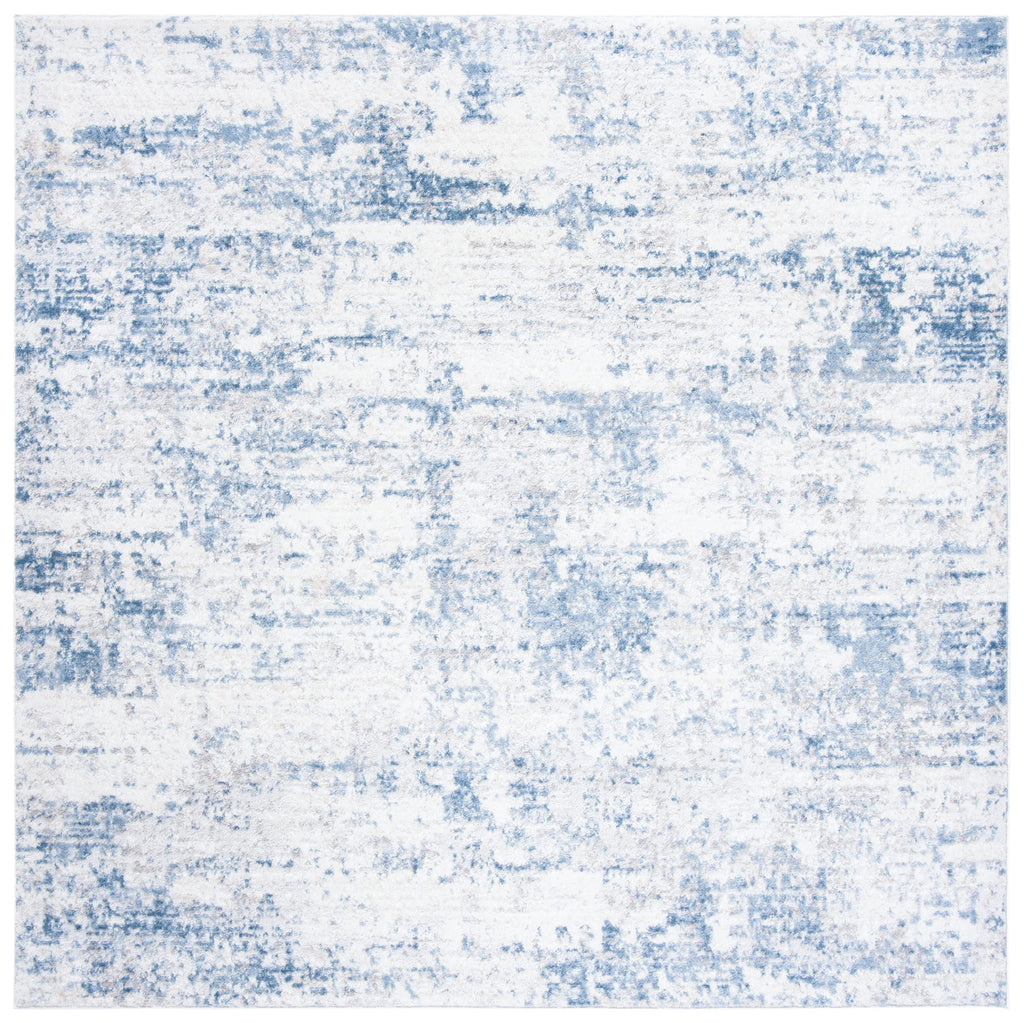 Safavieh Amelia Collection 3' Square Ivory/Blue Ala700A Modern Abstract Non-Shedding Living Room Bedroom Accent Rug