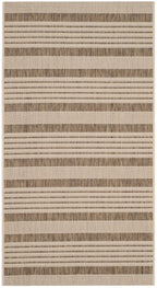 SAFAVIEH Courtyard Collection Accent Rug - 4' x 5'7'', Brown & Bone, Stripe Design, Non-Shedding & Easy Care, Indoor/Outdoor & W