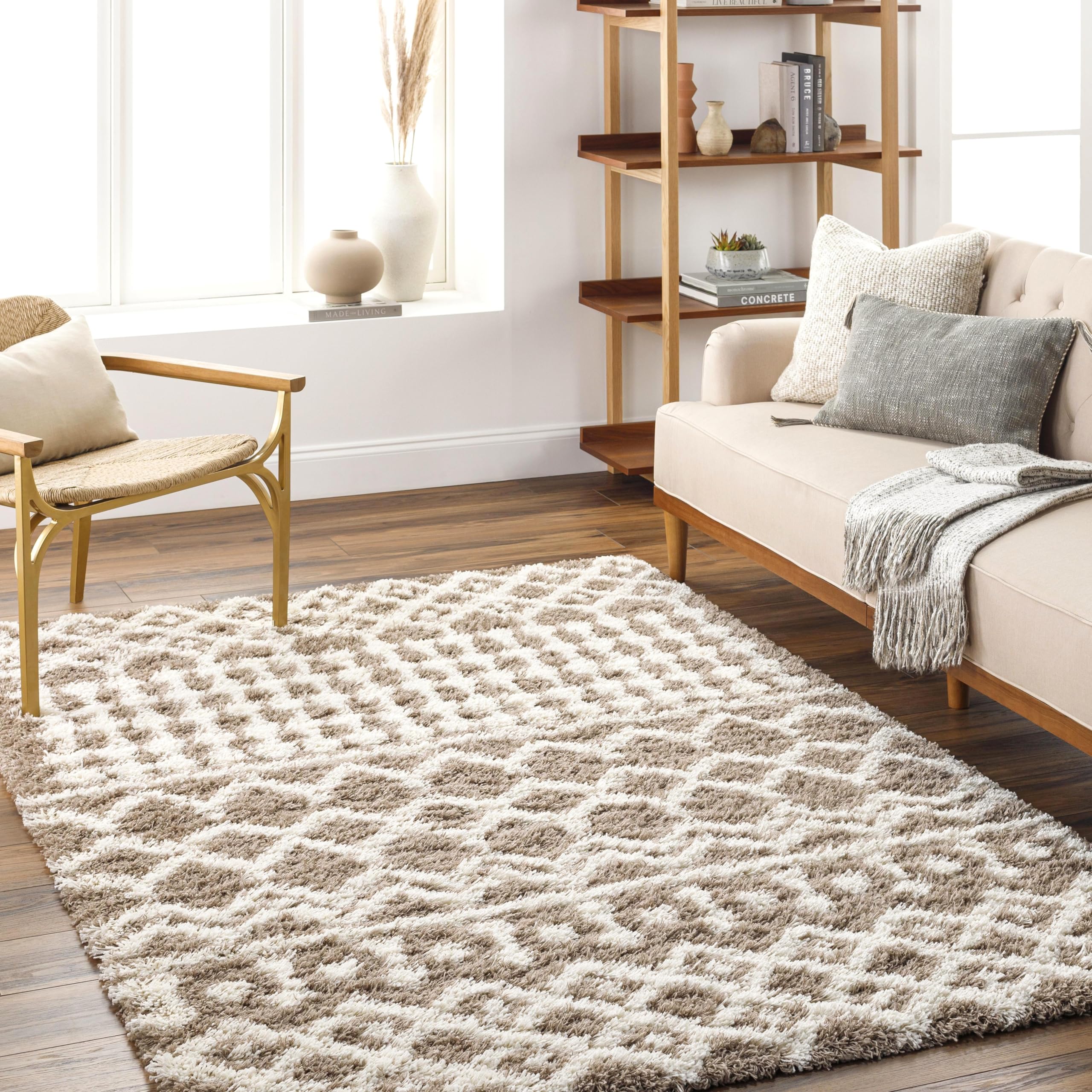 Livabliss Hapsburg Moroccan Shag Area Rug,67 x 96,Medium Brown