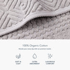 Texere 100% Organic Cotton Diamond Jacquard 700 Gsm Luxury Bath Towel Sets - 2 Ultra Soft, Large Bath Towels, 2 Hand Towels, 2 W