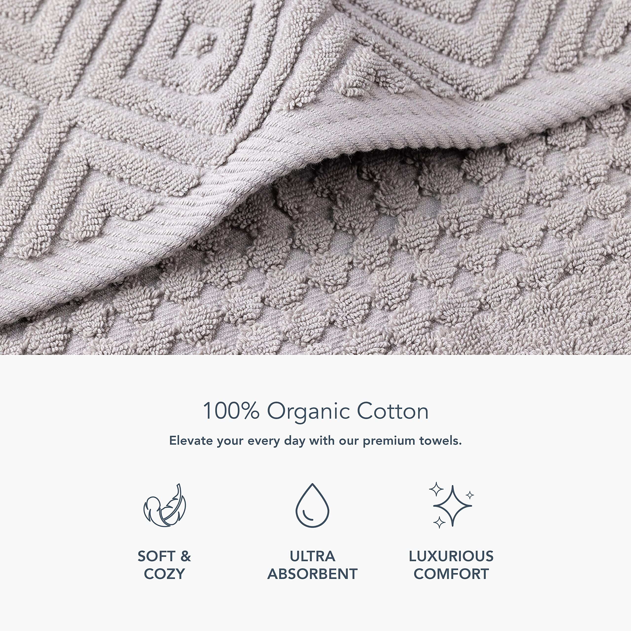 Texere 100% Organic Cotton Diamond Jacquard 700 Gsm Luxury Bath Towel Sets - Ultra Soft And Absorbent Hotel And Spa Quality (Dia