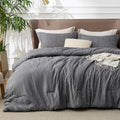 Bedsure Queen Comforter Set - Charcoal Grey Comforter Queen Size, Soft Bedding For All Seasons, Cationic Dyed Bedding Set, 3 Pie