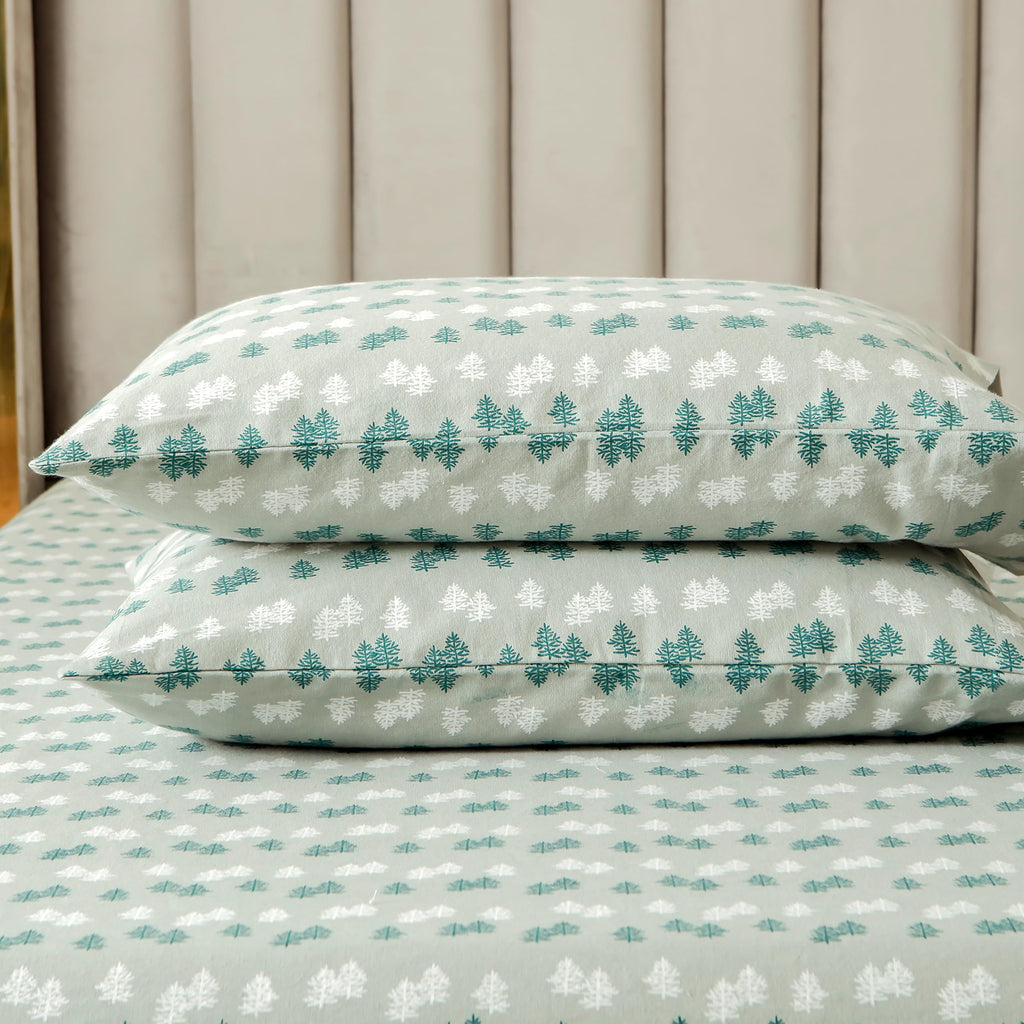 Elegant Comfort Ultra Soft 4-Piece 100% Turkish Cotton Flannel Sheet Set - Holiday Christmas Flannel Sheets, Warm And Cozy Premium Quality, Deep Pocket Fitted Sheet- Twin, Double Tree