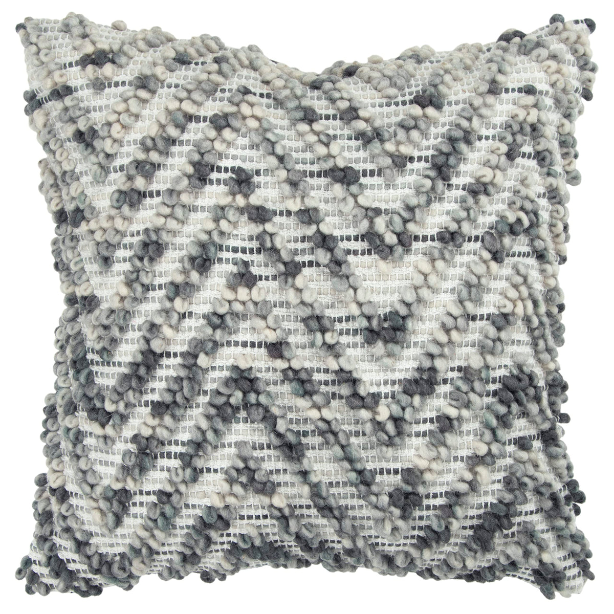 Rizzy Home | T10823 | Poly Fill Decorative Pillow | 20&quot;x20&quot; Gray/Neurtal/Black Chevron