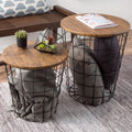 Lavish Home Set of 2 Nesting End Tables with Storage, Brown