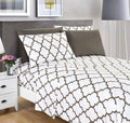 Elegant Comfort 4-Piece Quatrefoil Printed Deep Pocket Bed Sheet Set, Luxurious Silky 1500 Thread Count Bed Sheet Set Ultra Soft