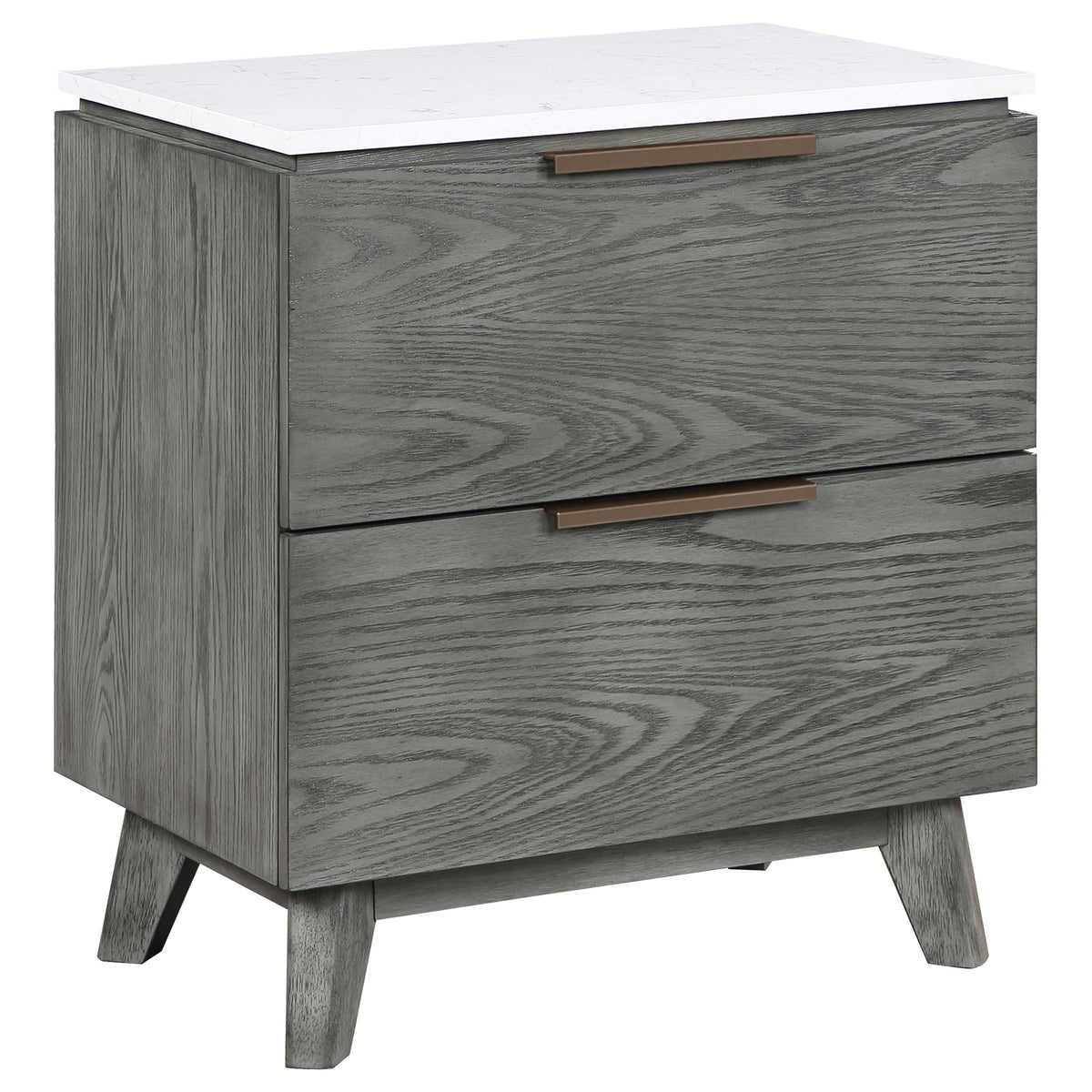 Coaster Home Furnishings Nathan Mid-Century Modern Wood 2-Drawer Bedroom Nightstand Bedside Table Organizer Unit With Usb Charging Outlet Grey 224602