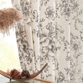 Jinchan Linen Curtains Floral Curtains For Living Room 96 Inch Length Black Printed Curtains Rod Pocket Back Tab Farmhouse Peony