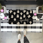 Mloabuc Happy Halloween Door Mat Outdoor Black Witchy Doormat Halloween Welcome Mats For Front Kitchen Mat Outdoor Indoor Heavy
