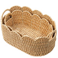Coeusy Paper Rope Scalloped Basket Set of 2, Wicker Storage Baskets for Shelves,Gifts,Books,Toys,Cute Decor Rattan Baskets for O