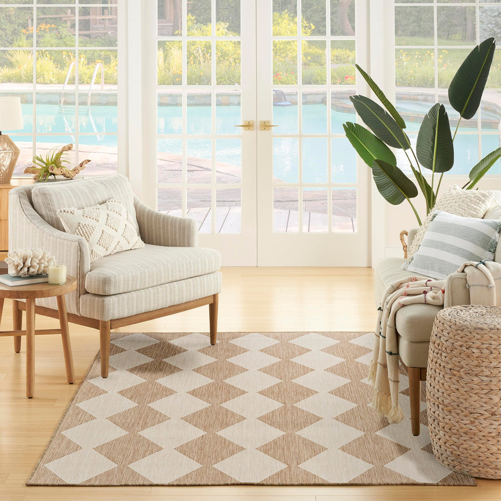 Nourison Positano Indoor/Outdoor Jute 4' X 6' Area Rug, Easy Cleaning, Non Shedding, Bed Room, Living Room, Dining Room, Backyard, Deck, Patio (4X6)