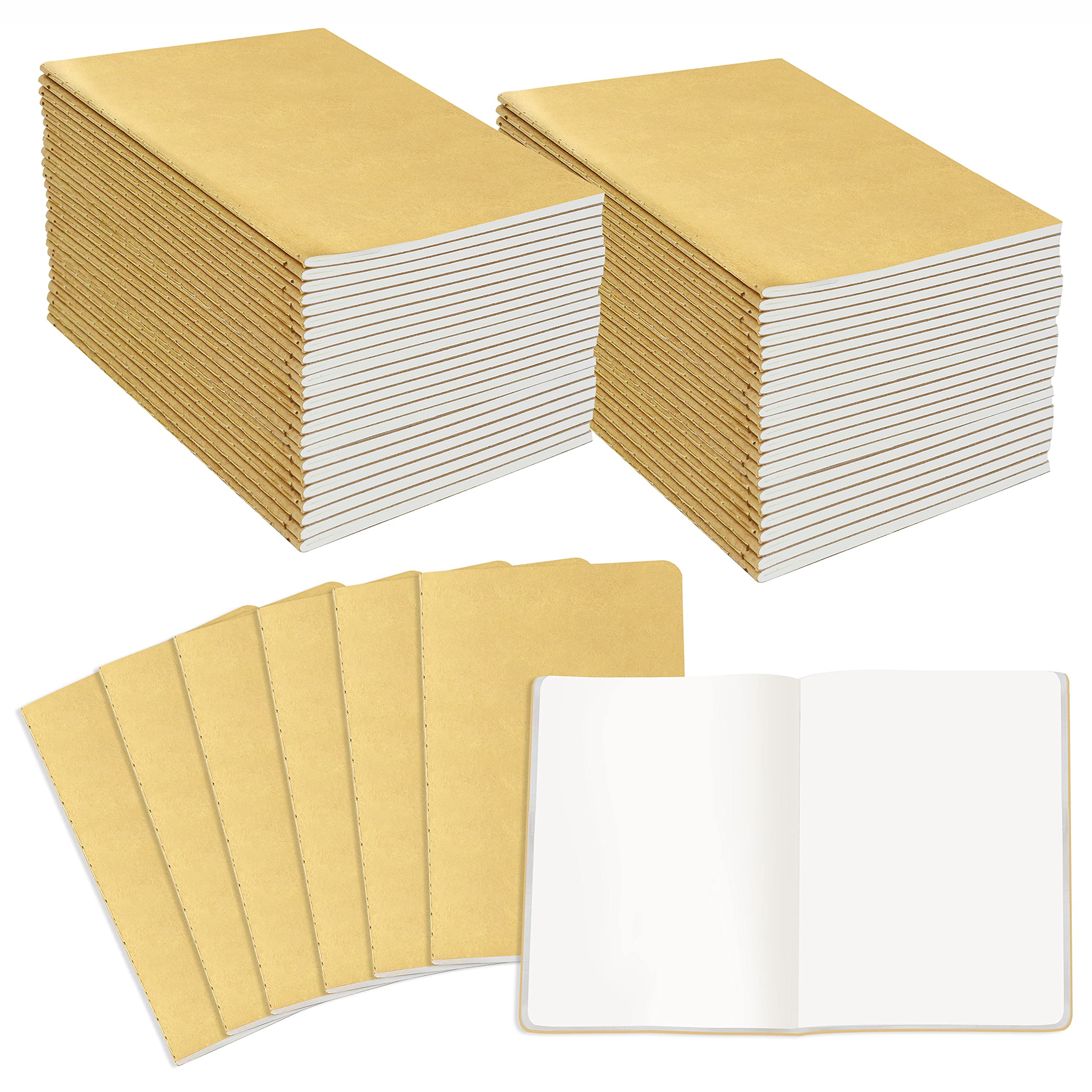 48 Pack Unlined Kraft Notebooks, Soft Cover Sewn Diary Memo Pad For Travelers, Students And Doodlers, (48 Pages, 4    X 5.7   )