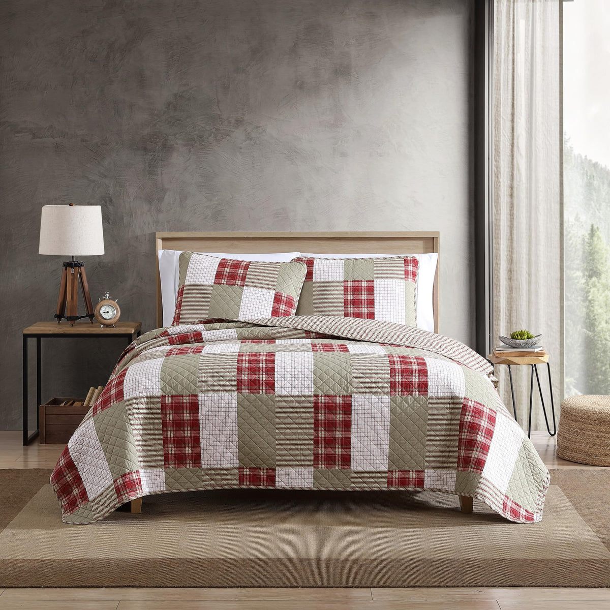 Eddie Bauer - Quilt Set, Reversible Cotton Bedding With Matching Shams, Lightweight Home Decor For All Seasons (Camino Island Re