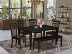 6 Piece Kitchen Table Set Contains a Rectangle Dining Table and 4 Dining Chairs with a Bench