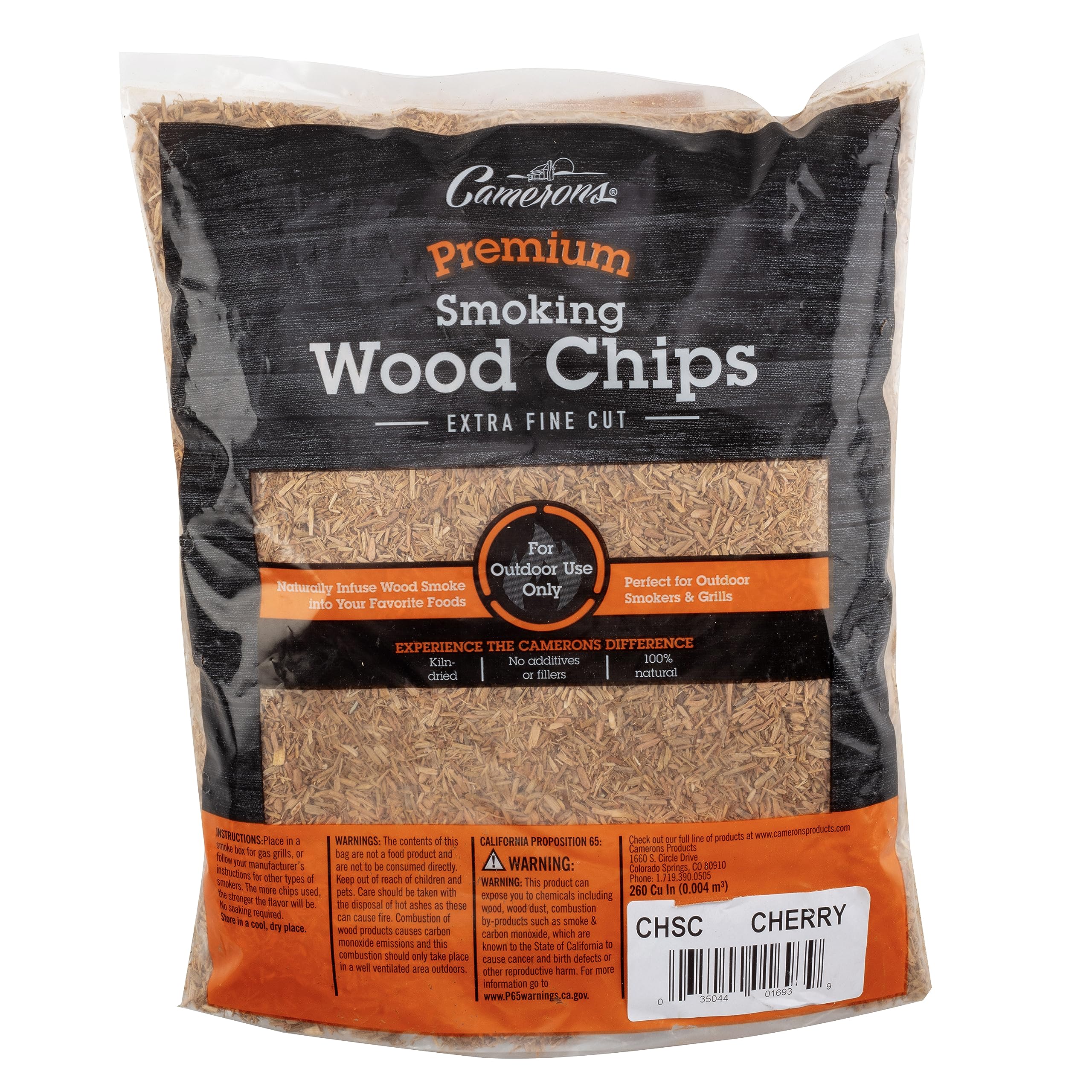 Camerons All Natural Extra Fine Cherry Bbq Wood Chips - 260 Cu. In. Bag, Approx 2 Pounds - Kiln Dried Sawdust Shavings For Cockt