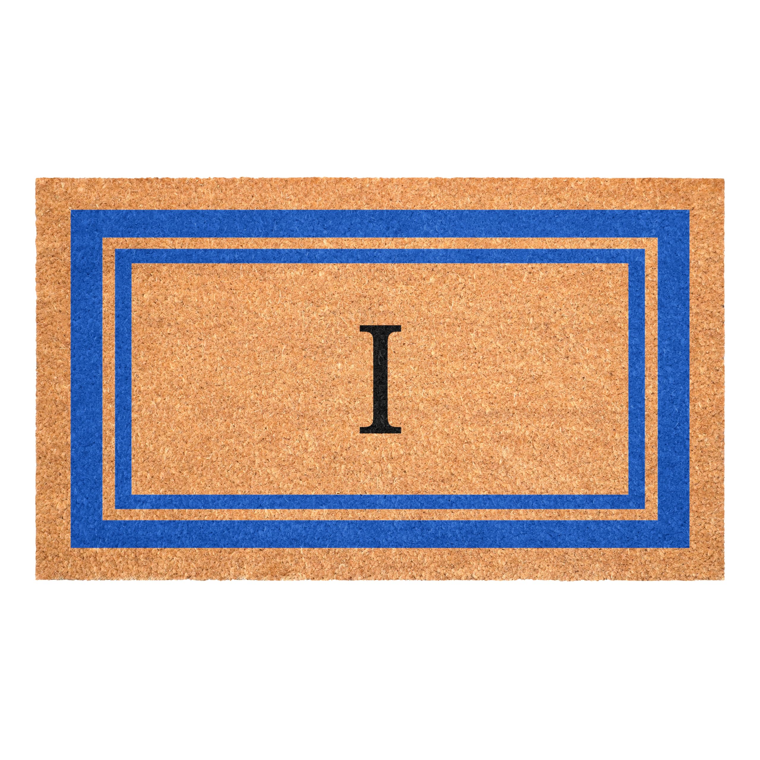 Calloway Mills 152971830I Blue Border 18 x 30 Monogram Doormat (Letter I)