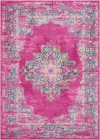 Nourison Passion Fuchsia 3'9' X 5'9' Area Rug, Boho, Traditional, Easy Cleaning, Non Shedding, Bed Room, Living Room, Hallway, (4' X 6')