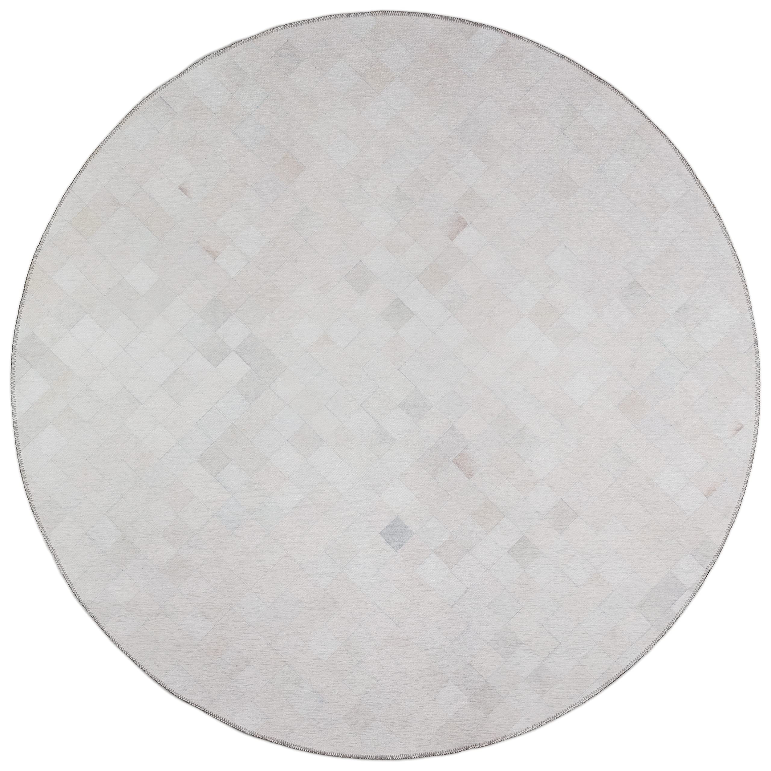 Addison Rugs Laredo Alr32 Ivory Washable 8' X 8' Indoor Outdoor Round Rug, Easy Clean, Machine Washable, Non Shedding, Bedroom, Entry, Living Room, Dining Room, Kitchen, Patio Rug