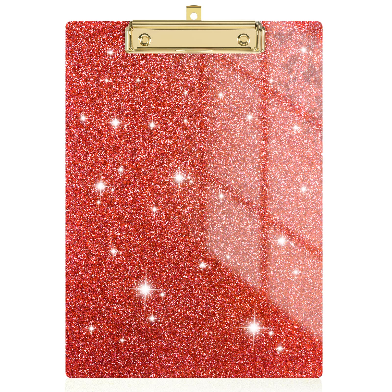 Rimilak Acrylic Glitter Clipboards, Sparkly Board With Low Profile Gold Clip, Designed For Classroom School And Office Use, A4 L