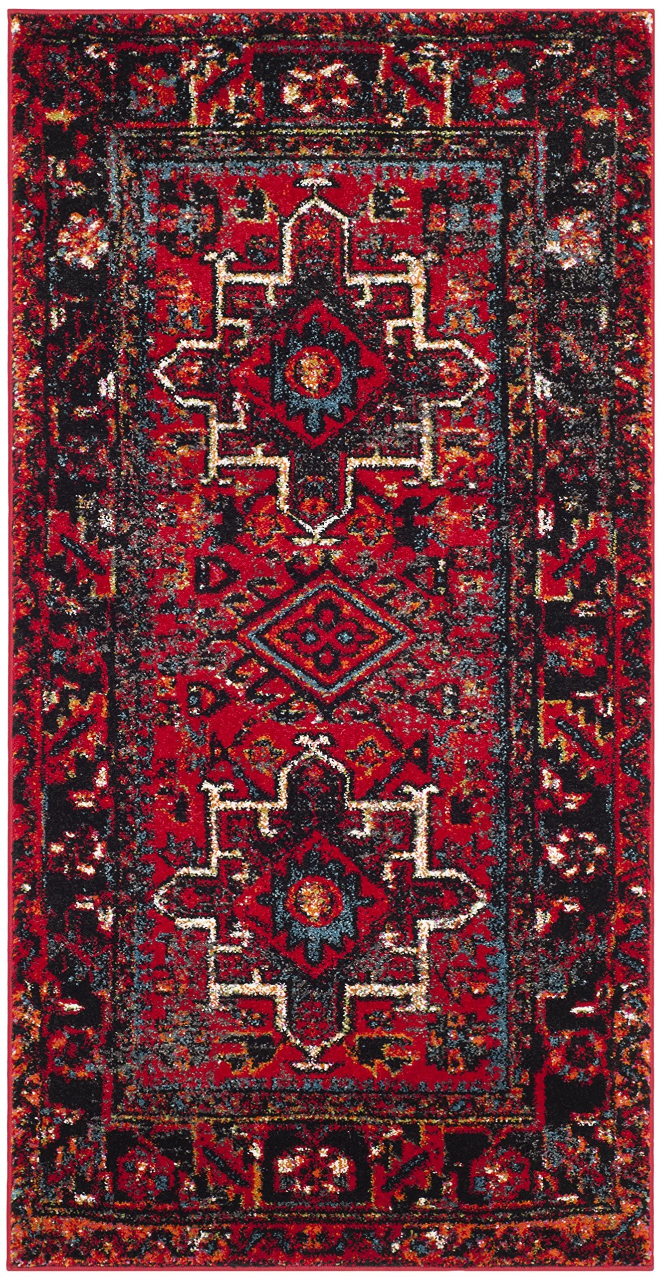 SAFAVIEH 27x5 Red & Multi Persian Rug - Non-Shedding, Easy Care