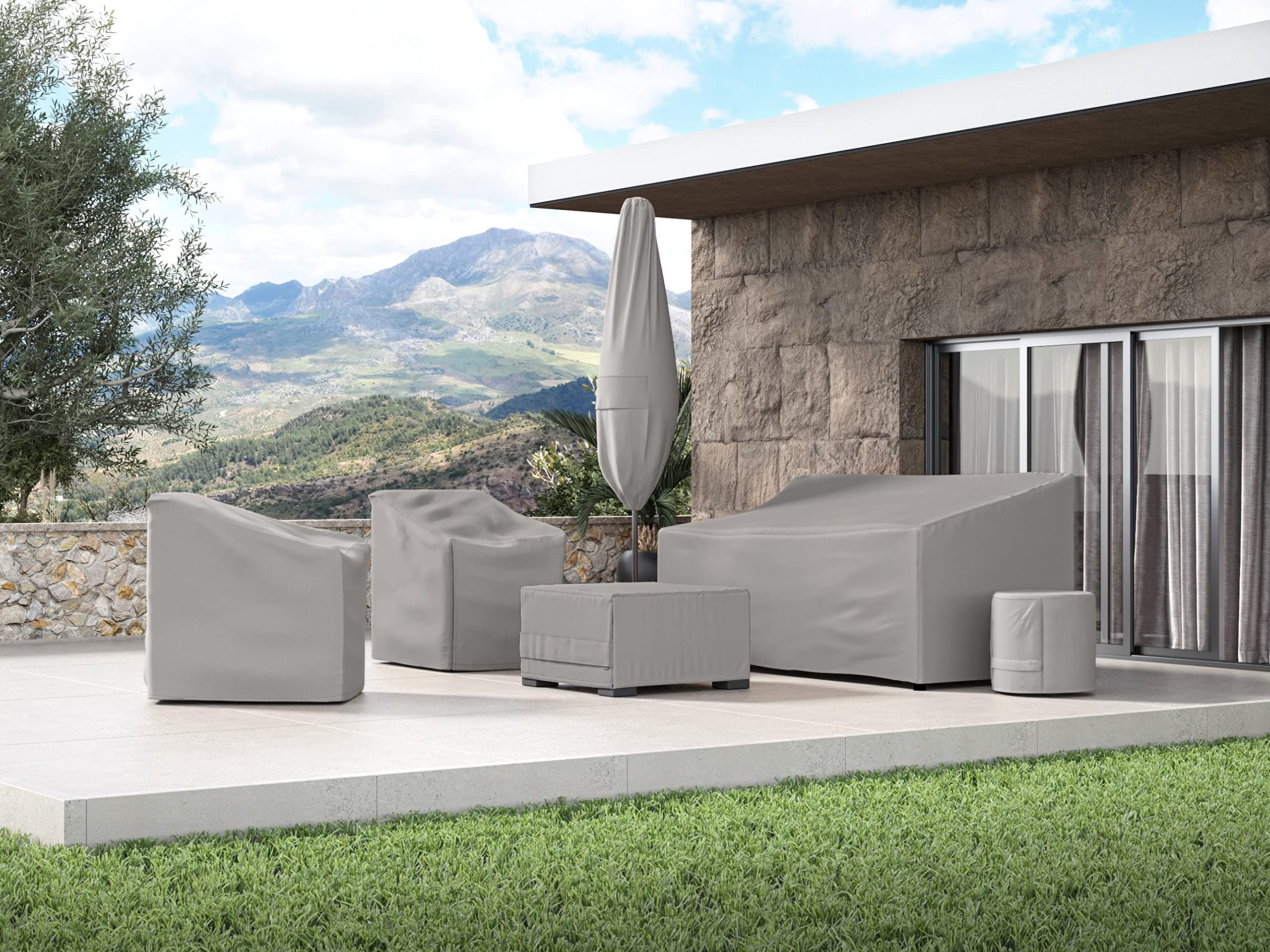 Covermates Outdoor Chair Cover - Heavy-Duty Polyester, Weather Resistant, Drawcord Hem, Seating And Chair Covers, 26W X 34D X 35H, Ripstop Grey